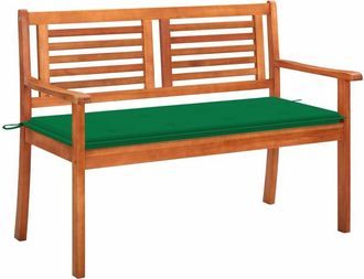 vidaXL Vidaxl - Banco de jardín 2 plazas madera maciza eucalipto y cojín 120 cm