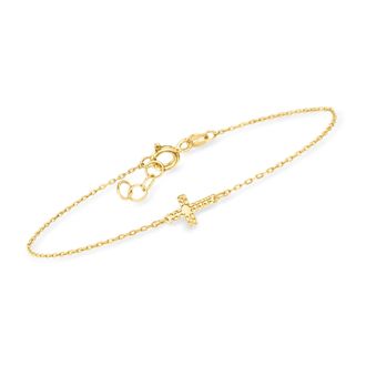 Canaria Canaria Italian 10kt Yellow Gold Sideways Cross Bracelet