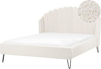 Beliani Cama matrimonial de tejido blanco 140x200