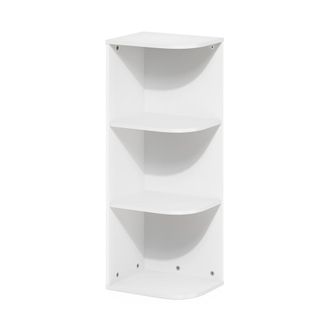 Furinno Pasir 3-Tier Corner Open Shelf Bookcase, White
