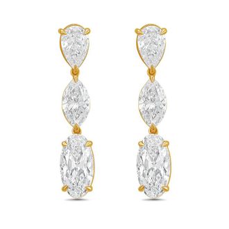 Diana M. Jewels 14kt Yellow Gold 20cts Lab Grown Multi-shaped diamond Drop Earrings