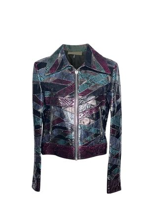Emilio Pucci Python & Calf Leather Multicoloured Patchwork Jacket Size M