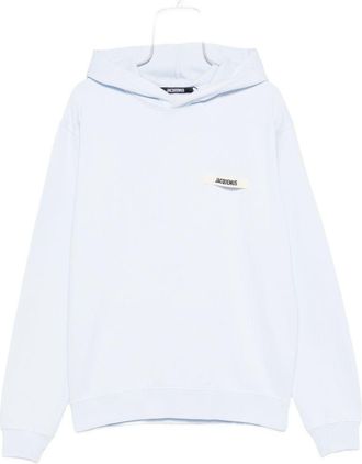 Jacquemus Light Blue Hoodie with Ribbed Trims