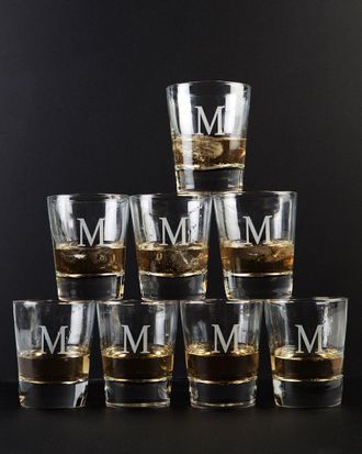 SUSQUEHANNA GLASS Monogrammed Set of 8 DOF Glasses, (A-Z)
