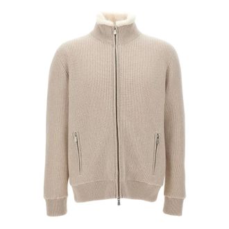 Gran Sasso Truien & Vesten, Heren, Beige, L, Kasjmier, Cashmere Gebreid Jasje