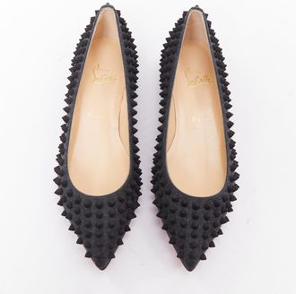 Christian Louboutin Pigalle Spikes Flat flannel studded shoes
