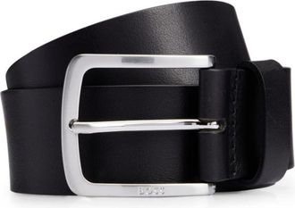 BOSS Italian-leather belt with logo-engraved buckle