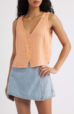 Rip Curl Premium Surf Cotton Crop Tank in Papaya at Nordstrom, Size Xx-Small