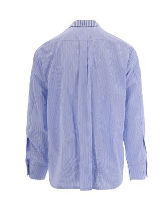 Arte Asymmetrical Striped Cotton Shirt - Blue