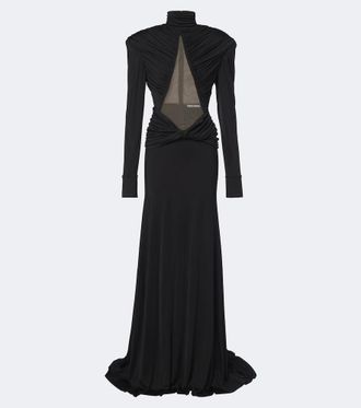 DAVID KOMA Abito lungo in jersey con cut-out