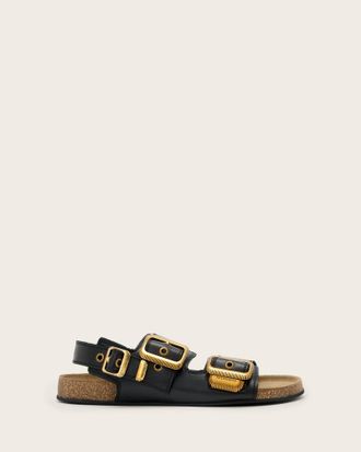 AllSaints Leather Staffa Leather Buckle Sandals, Size: UK 4/ US 7/ EU 37