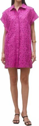 Suncoo Cross Short Embroidered Shirt Dress In Magenta