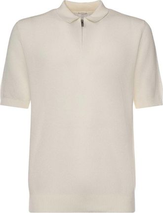 Eleventy Cotton Zip-Up Polo Shirt