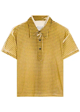 Maison Margiela Checked Stretch-jersey Polo Shirt - Yellow Lemon - 38 (UK6 / XS)