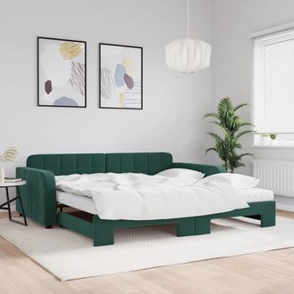 vidaXL Vidaxl - Sof&aacute; Cama Nido Con Colch&oacute;n Terciopelo Verde Oscuro 100x200 Cm
