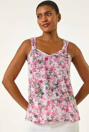 Roman Burnout Floral Print Vest Top