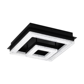 Loops Flush Ceiling Light Colour Black Shade Black Clear Plastic Crystal Bulb LED 12W