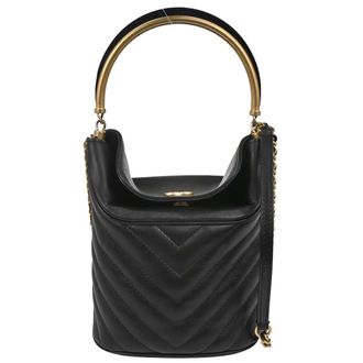 Chanel Handle With Chic Bucket Chevron Lambskin Black Leather Handbag (Pre-Owned)