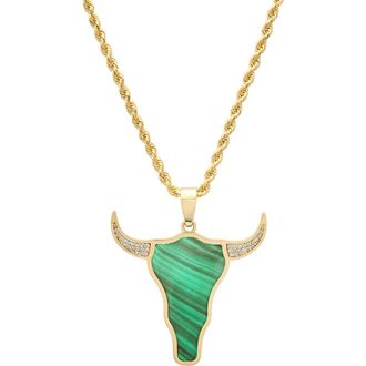 Established Malachite & Diamond Pav&eacute; Steer Head Pendant Necklace at Nordstrom