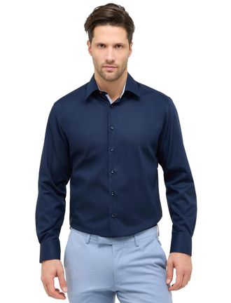 Eterna Navy Eterna overhemd Modern Fit