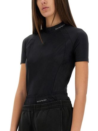 T Alexander Wang Logo-Embroidered Nylon T-Shirt - Black