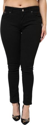 Dolce & Gabbana Womens Black Cotton Mid Waist Denim Jeans Clothing