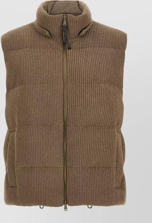 Brunello Cucinelli hooded ribbed knit quilted gilet