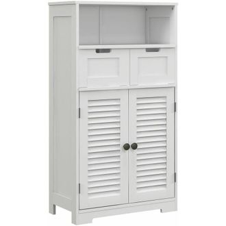 Kleankin Bathroom Storage Cabinet, Small Bathroom Cabinet with Louvred Doors White
