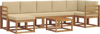 vidaXL Conjunto De Sof&aacute;s De Exterior 8 Uds. Natural Y Beige Vidaxl