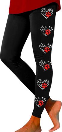 Generic Happy Valentines Day Tummy Control Heart Print Leggings for Women with Hearts Casual Tights Graphic Butt Lifting Workout Couple Yoga Pants Sports Sexy