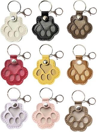 Generic Dog Fur Storage Keychain Keepsake,Cute Leather Paw Keychain,Fur Keepsake for Cat and Dog,Used for Schoolbag Handbag Mobile Phone, Car Key Decor