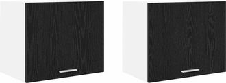vidaXL Hanging Cabinet Riga 2 pcs Black Oak and White 50 x 31 x 40 cm vidaXL