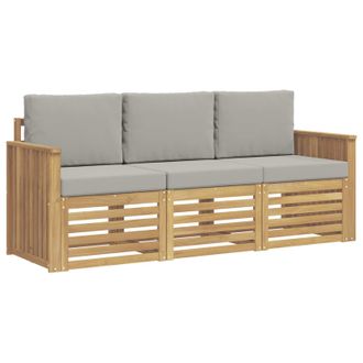 vidaXL Juegos De Sof&aacute;s 3 Uds. Blanco Y Gris Claro Polyester Vidaxl