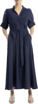 Max Studio Large Roll Sleeve Button-Front Belted Dress