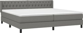 vidaXL Vidaxl - Cama Box Spring Con Colch&oacute;n Tela Gris Oscuro 200x200 Cm