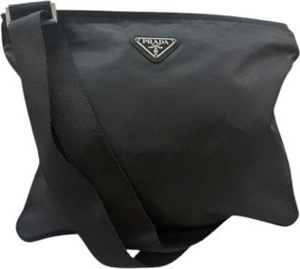 Prada Pre-owned Cross Body Bags, female, Black, Size: ONE SIZE Pre-owned Tessuto Nylon Shoulder Bag