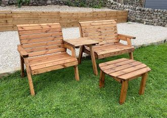 Charles Taylor Trading Straight Grand Chair & Bench With Rect Coffee in Brown