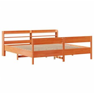 vidaXL Cama Sin Colch&oacute;n Madera Maciza De Pino Marr&oacute;n Cera 200x200 Cm Vidaxl
