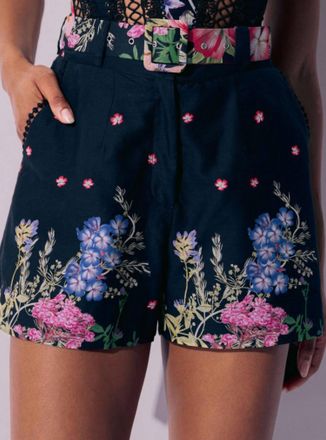 Charo Ruiz Ibiza Pansy Floral Shorts In Black Botanic