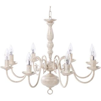 Beliani Lampadario candeliere in color bianco antico Brithon