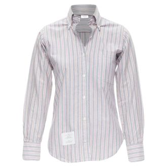 Thom Browne 2009 Signature grey red stripe cotton slim fit shirt US0