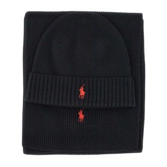 Polo Ralph Lauren Classics muts en sjaalset - Heren - Accessoires - Zwart - Maat: ONE Size Wol