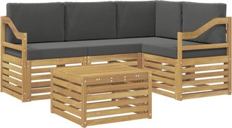 vidaXL Conjunto De Sof&aacute;s De Exterior 5 Uds. Blanco Y Antracita Vidaxl