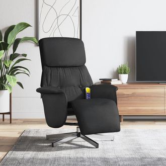 vidaXL Sill&oacute;n Reclinable De Masaje Con Reposapi&eacute;s Tela Negra Vidaxl