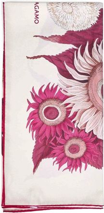 Ferragamo Accessoires, Dames, Veelkleurig, ONE Size, Zonnebloemprint Zijden Sjaal