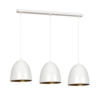 Wonderlamp Regleta de techo 3 luces con pantalla en c&uacute;pula blanco y dorado