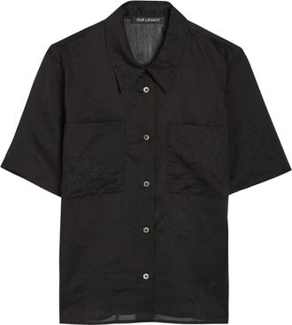 Our Legacy X-ray Embroidered Semi-sheer Chiffon Shirt - Black - 40 (UK12 / M)