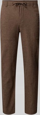 Selected Regular Fit Stoffhose aus Baumwoll-Leinen-Mix in Mittelbraun, Gr&ouml;&szlig;e XXL