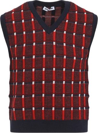 Jil Sander Red Sleeveless V Neck Sweater