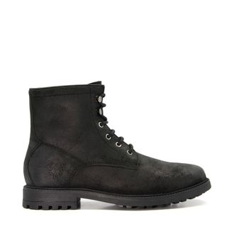Dune London Mens CARD Textured Suede Lace-Up Boots - Black - Size UK 8